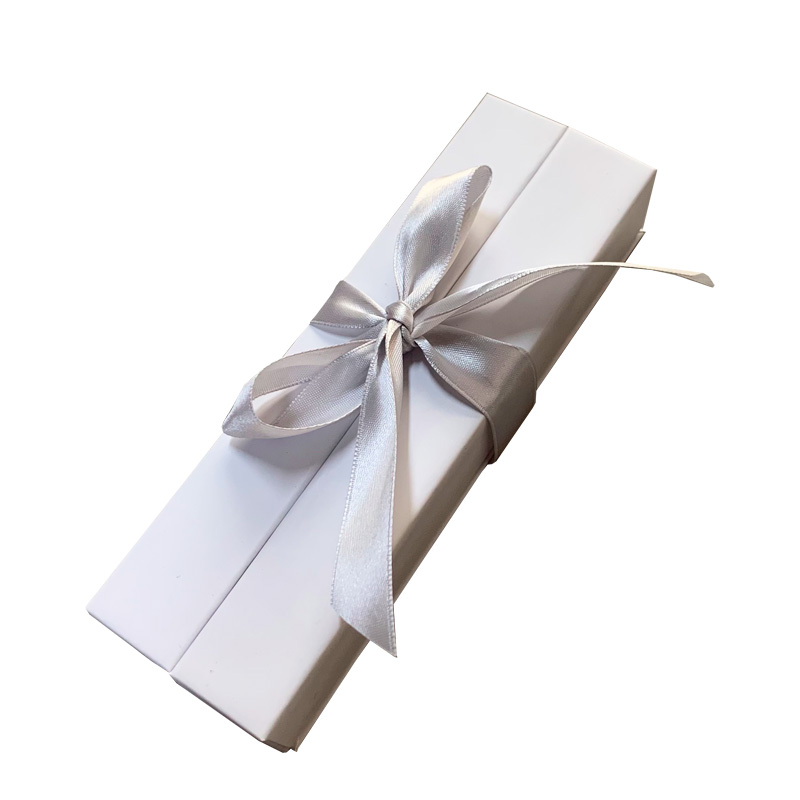 High quality customized pen gift box with silver ribbon 