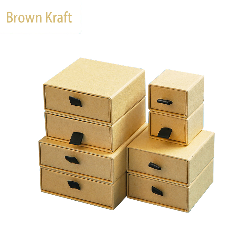 Recyclable custom design kraft jewelry gift box 